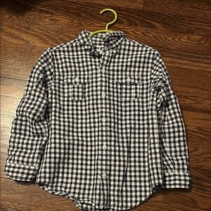Boys Navy Blue and White Checkered Shirt
